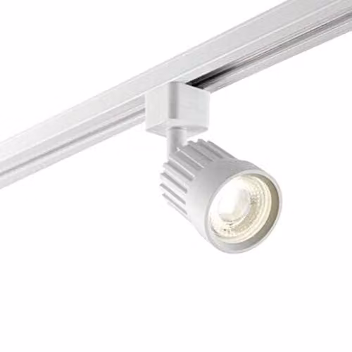 Loops Adjustable Ceiling Track Spotlight in Matt White and Transparent with 10W Cool White LED GU10 Bulb