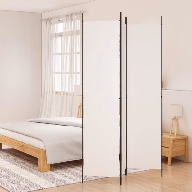 Berkfield Home 3-Panel Fabric Room Divider, White, W: 150 cm, H: 220 cm
