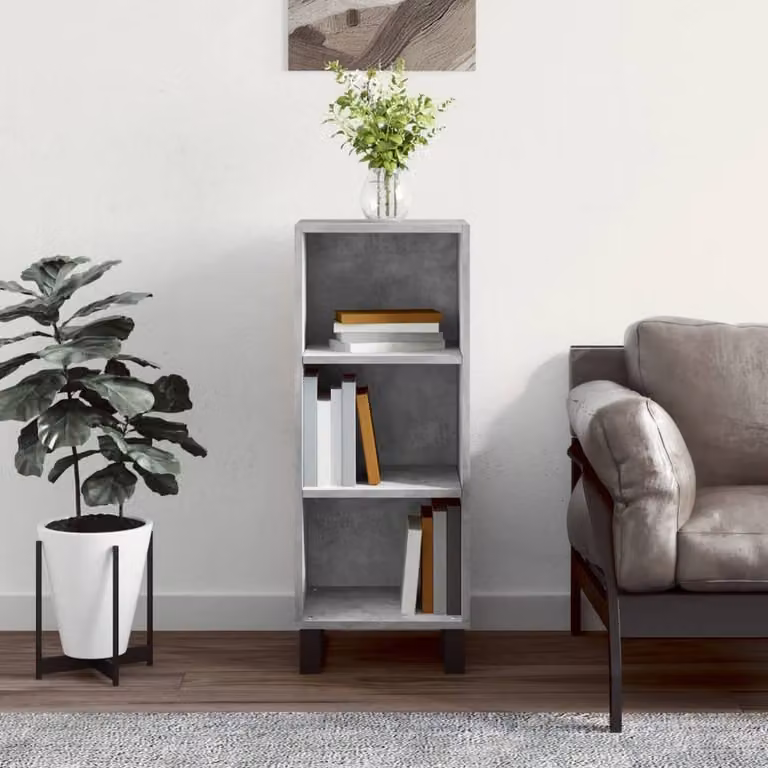 Berkfield Home Sideboard in Concrete Grey, W/D/H: 34.5 x 32.5 x 90 cm