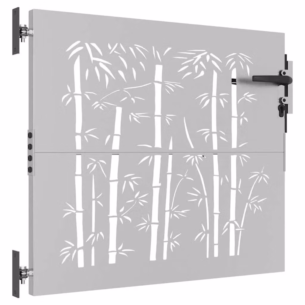 Berkfield Brown Corten Steel Garden Gate with Bamboo Design, W: 75 cm, H: 85 cm – 3