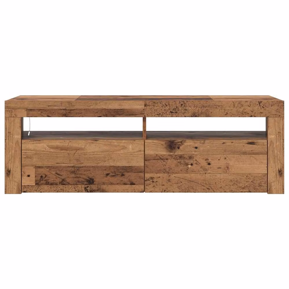 Berkfield Home Modern TV Cabinet with LED Lights in Brown, W/D/H: 120 x 35 x 40 cm – 5