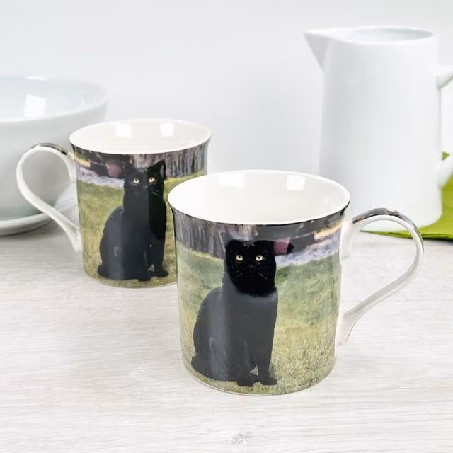 Leonardo Animal Crackers Black Cat Bone China Mug in Green and Multicolour
