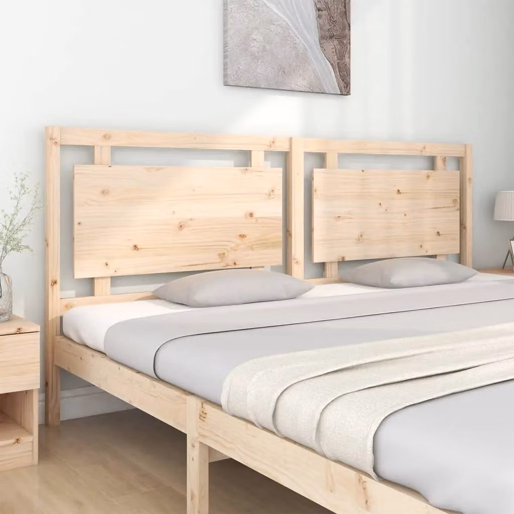 Berkfield Home Rustic Solid Pine Wood Bed Headboard, Brown, W: 205.5 cm, D: 4 cm, H: 100 cm