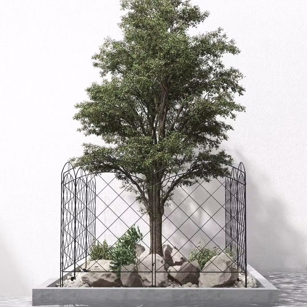 KORVIXA 8-Piece Decorative Metal Garden Fencing in Black, Height: 110 cm – 3