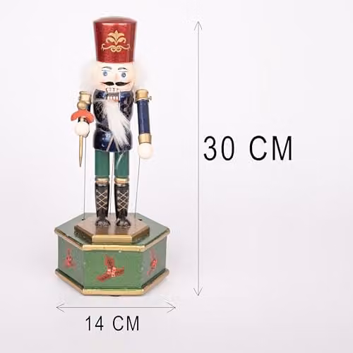 Shatchi Multicolour Wooden Nutcracker Musical Box Animated Clockwork Puppet Figurine Christmas Decoration 30 cm – 2