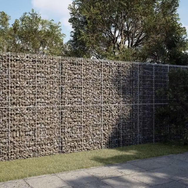 Berkfield Home Silver Galvanised Steel Gabion Basket with Cover, W: 350 cm, D: 100 cm, H: 200 cm – 1