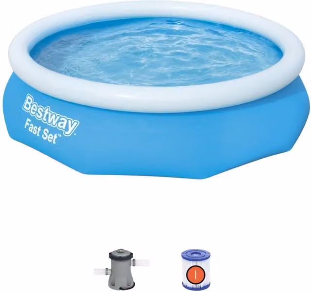 Bestway Blue Inflatable Fast Set Round Swimming Pool Set with Pump, Diameter: 304.8 cm, Height: 76.2 cm