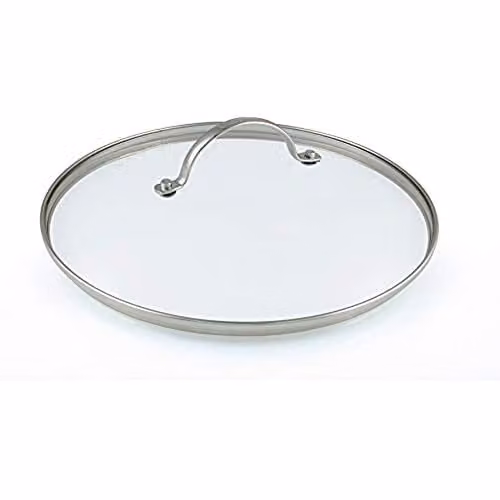 simpa Universal Glass Lid with Stainless Steel Handle, Diameter: 24 cm, Silver and Transparent – 1