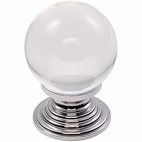 Loops Crystal Ball Cupboard Door Knob in Clear Translucent and Chrome