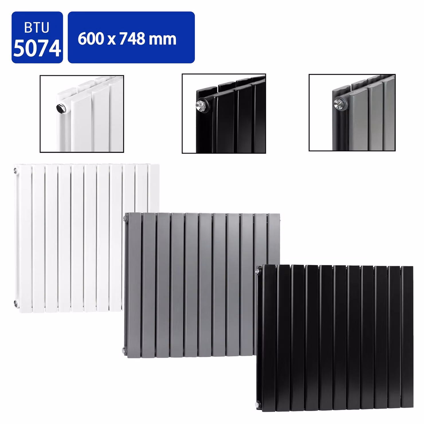 MCC Direct Designer Flat Panel Double Radiator, Black, H: 60.0 cm x W: 74.8 cm – 3