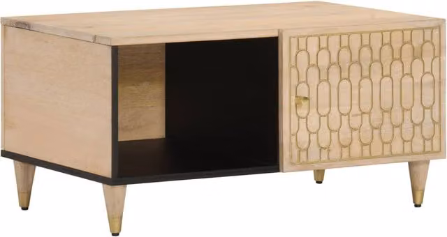 Berkfield Home Mango Wood Coffee Table in Brown, W: 80 cm, D: 50 cm, H: 40 cm – 1