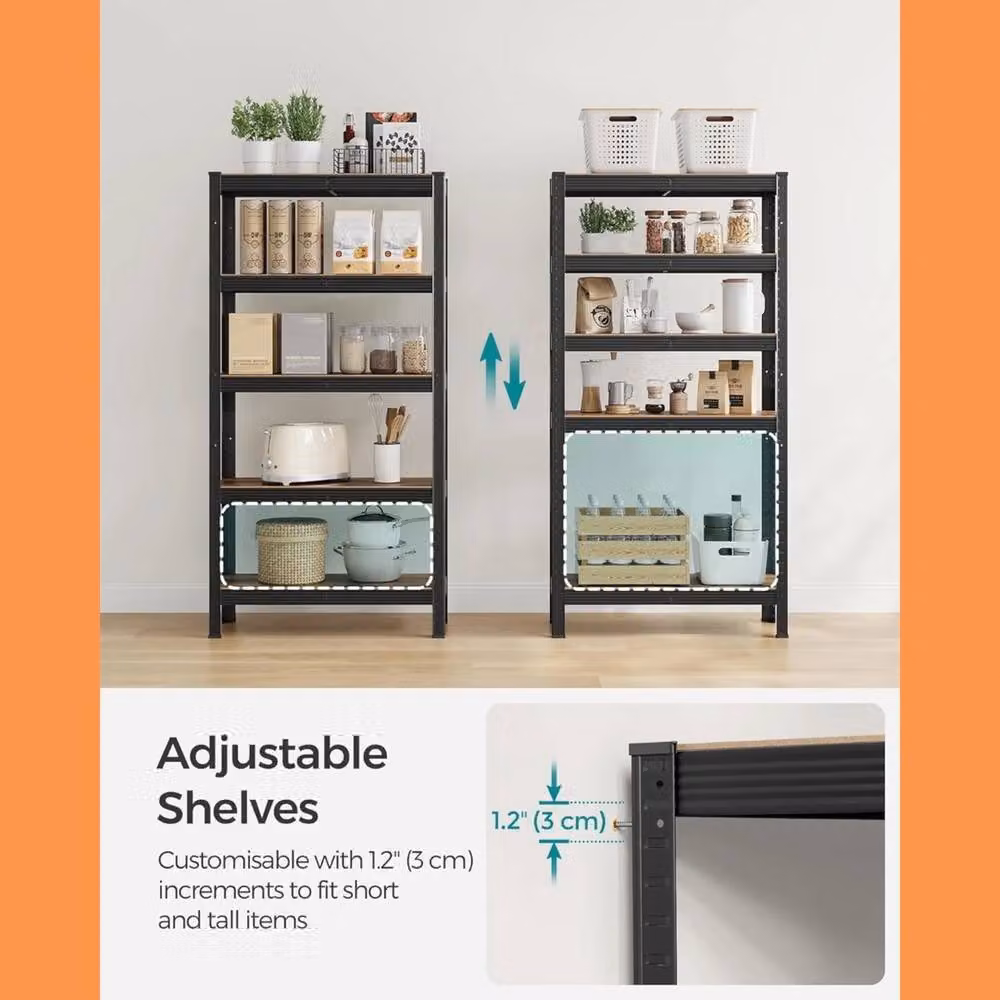 FORGEVIO Heavy Duty Industrial Shelving Unit with Adjustable Shelves in Matt Black – 4