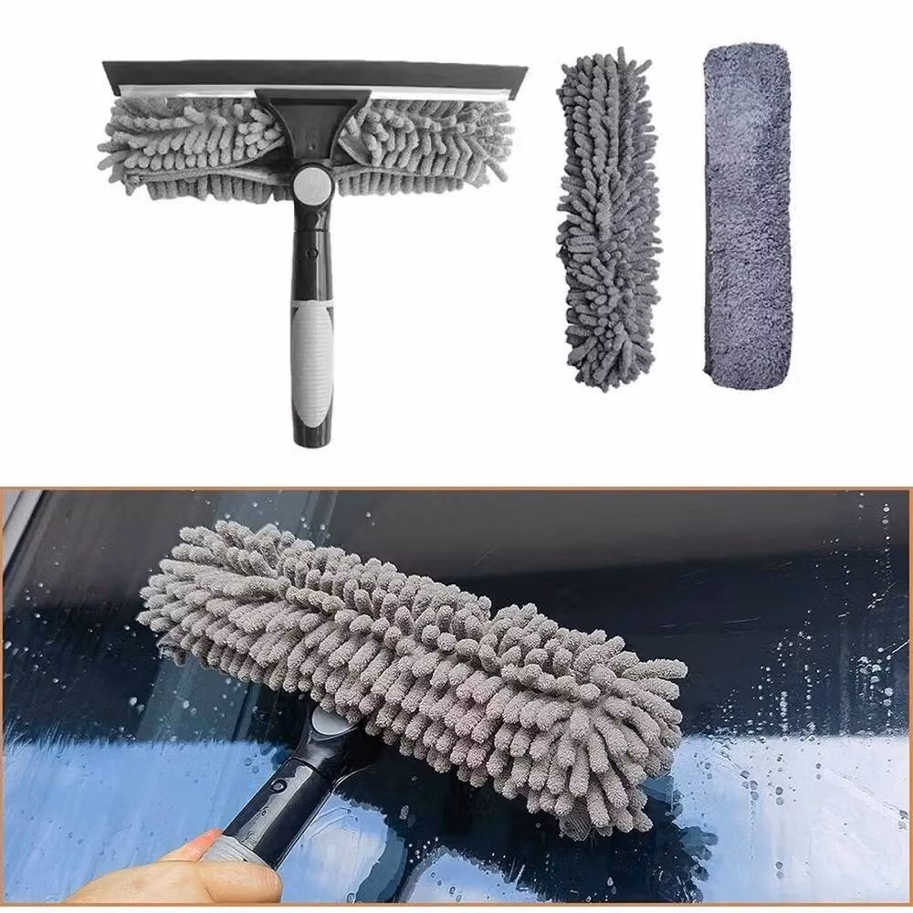 NESTLUNE Telescopic Squeegee Window Glass Cleaning Kit with Microfibre, Grey, W: 100 cm, H: 15 cm – 2