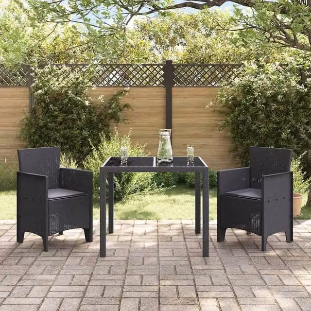 Berkfield Home Modern Garden Chair Set of 2 in Anthracite Plastic with Armrests and Cushions – 1