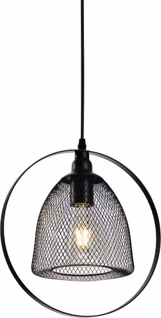 CGC Lighting Carmen Black Industrial Dome Mesh Pendant Light Fitting