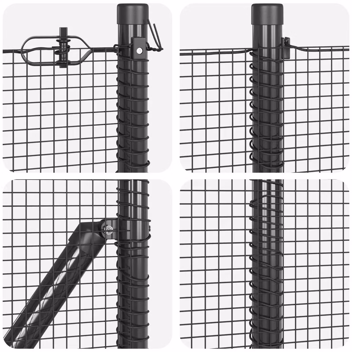 Berkfield Home Single-Bar Welded Wire Fence with 13 Round Steel Posts, Grey and Black, 0.8 x 50 m – 4
