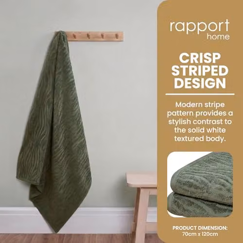 Rapport Home Safari 2-Pack Cotton Bath Towels in Green, W/D/H: 70 x 120 cm – 3