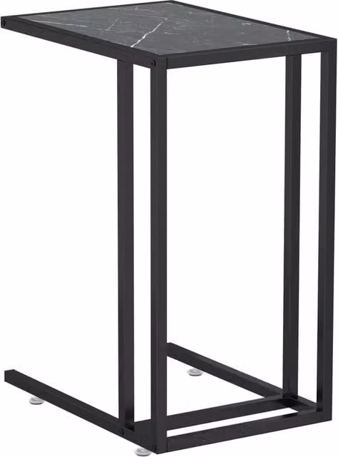 Berkfield Home Computer Side Table in Black Marble with Tempered Glass, W/D/H: 50 x 35 x 65 cm