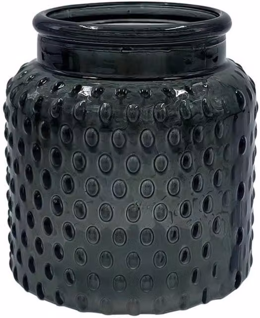 Kingsbury Gifts Bobble Pattern Glass Jar Vase, Grey and Transparent, H: 11 cm