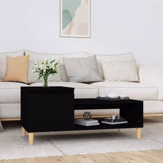 Berkfield Home Black Modern Rectangular Coffee Table, W/D/H: 100 x 50 x 45 cm
