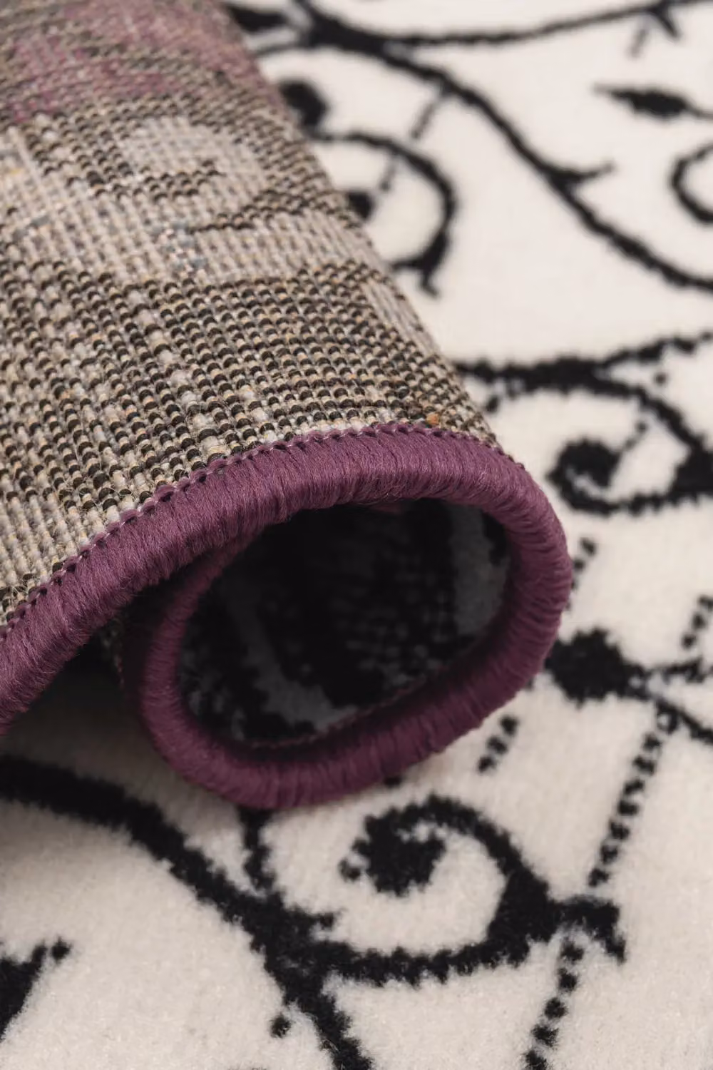 Kukoon Patchwork Traditional Runner Rug in Purple, Black and Grey, W/D/H: 60 x 240 cm – 2