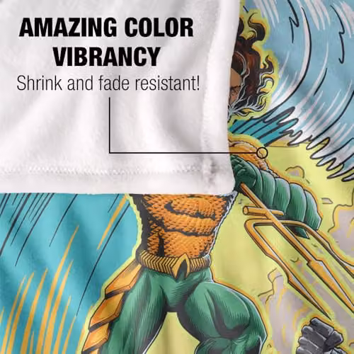 LOGOVISION Aquaman and The Lost Kingdom Throw Blanket, W/D/H: 152 x 127 cm, White and Multicolour – 3