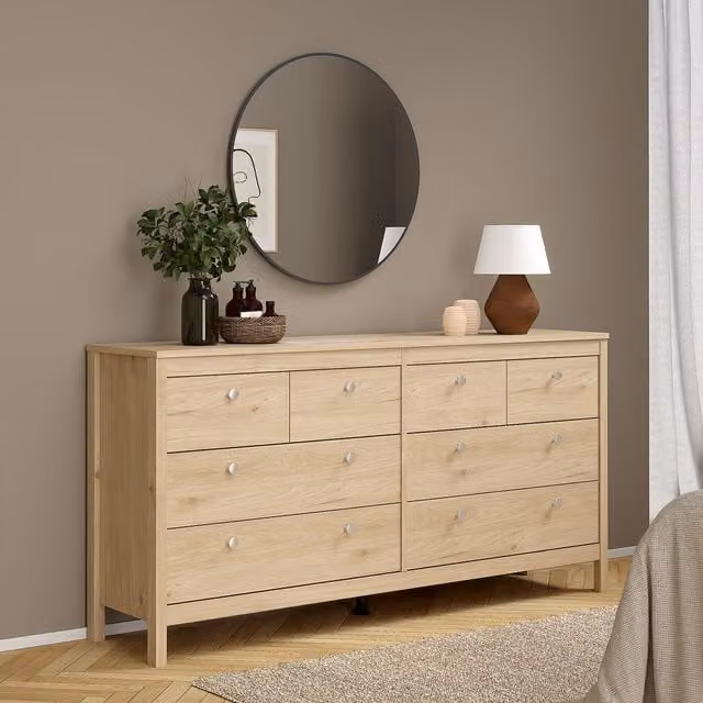 Furniture To Go Madrid 8-Drawer Double Dresser in Oak