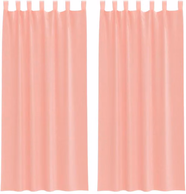 Berkfield Home Pink Voile Fabric Panel Curtains with Tabs, 2 Pack, W: 140 cm, H: 245 cm – 1