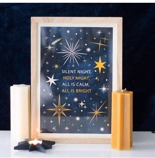 KDMD Silent Night Abstract Geometric Framed Wall Art Print in Petrol, Gold and Blue