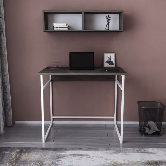 Decorotika Hussum Computer Desk in White and Brown