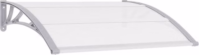 Berkfield Home Door Canopy in Grey and Transparent Polycarbonate and Aluminium, W: 120 cm, D: 80 cm