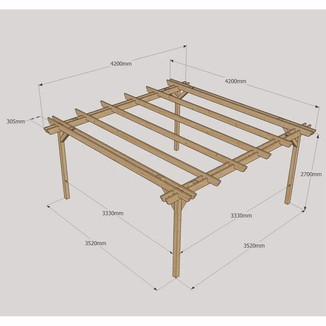 Rutland County Garden Furniture Ltd Double Garden Pergola in Brown and Green, W: 420 cm, D: 420 cm, H: 270 cm – 4