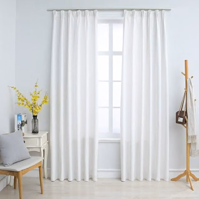 Berkfield Home Blackout Curtains with Hooks, 2 Pack, White, W: 140 cm, H: 175 cm