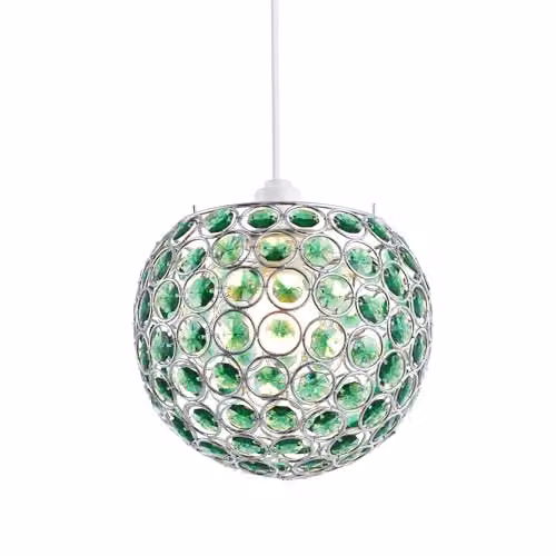 Happy Homewares Modern Round Sphere Pendant Shade in Green and Chrome with 18 cm Diameter – 1