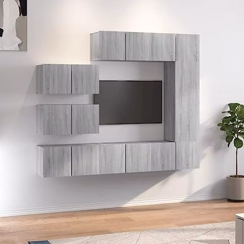 vidaXL 8 Piece Grey Sonoma Lowboard TV Cabinet Set – 2