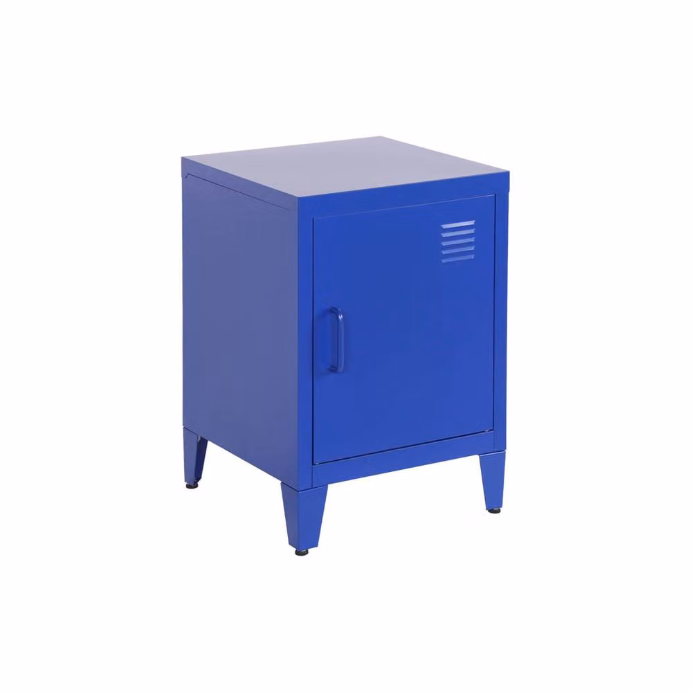 sweeek Industrial Metal Bedside Table with 1 Door in Blue – 2
