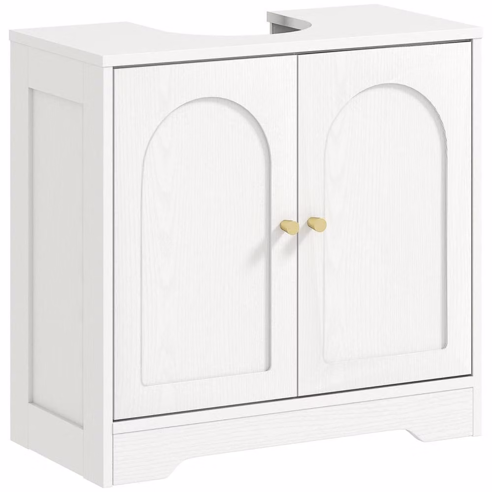 Wyld Haus Mapa Under Sink Bathroom Cabinet in White with Double Arched Hinged Doors and Internal Shelves, W/D/H: 65 x 30 x 60 cm – 2