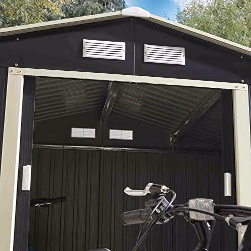Rowlinsons Trentvale Metal Apex Shed in Grey, W: 261 cm, D: 181 cm, H: 198 cm – 3