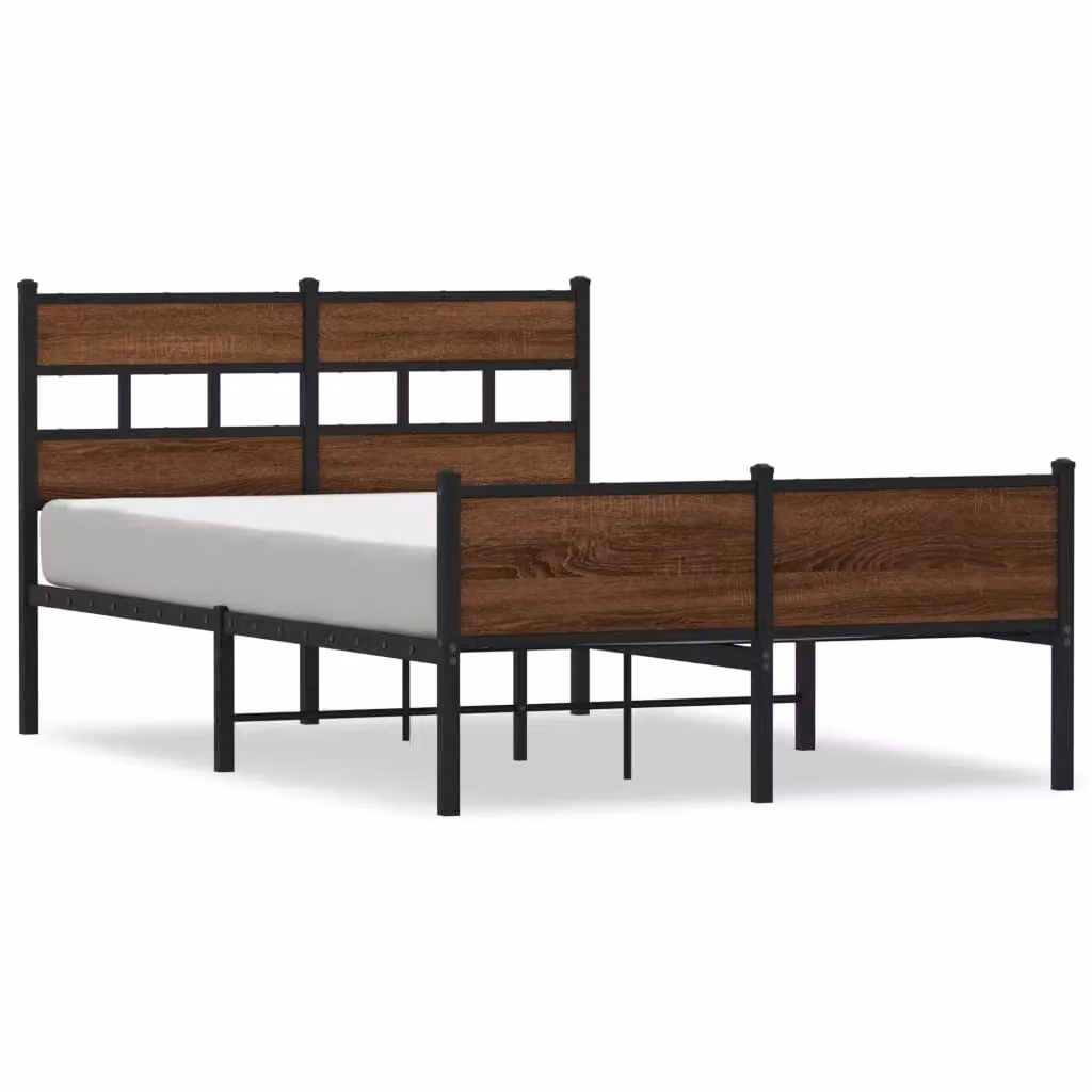 Berkfield Home Small Double Bed Frame in Brown Oak, W/D/H: 120 x 190 cm – 2