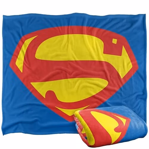 LOGOVISION Superman Shield 1948 Super Soft Silky Touch Fleece Throw Blanket, Multicolour, W: 127.0 cm, L: 152.4 cm