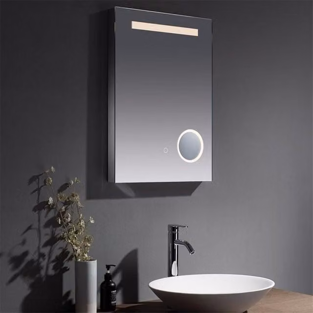 Clifton LED Bathroom Wall Mirror with Touch Sensor, Silver, W: 55 cm, H: 70 cm