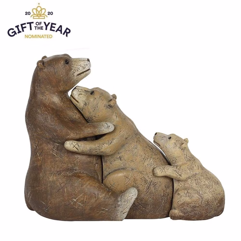 Uniqueful Bear Family Ceramic Tabletop Ornament in Brown and Multicolour – 2