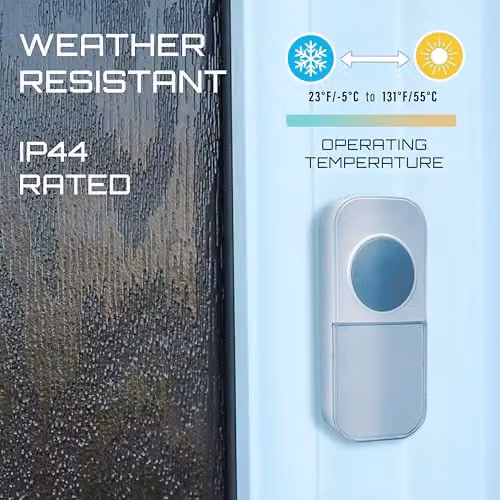 Uni-Com Wireless Battery Free Plug-in Door Chime with Built-in Night Light and Self-Powered Kinetic Bell Push, White – 4