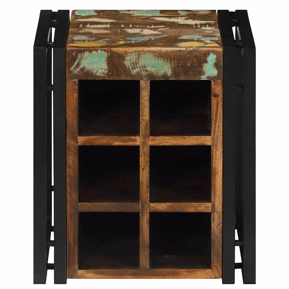 Berkfield Home Traditional Rustic Reclaimed Solid Wood Wine Rack, Brown, W/D/H: 34.5 x 35 x 39 cm – 2