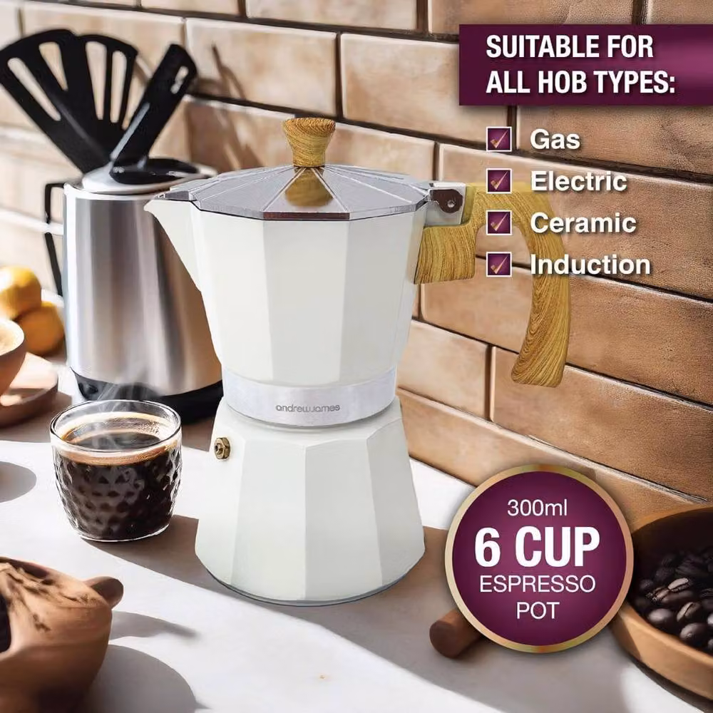Andrew James Stove Top Moka Pot in White – 2