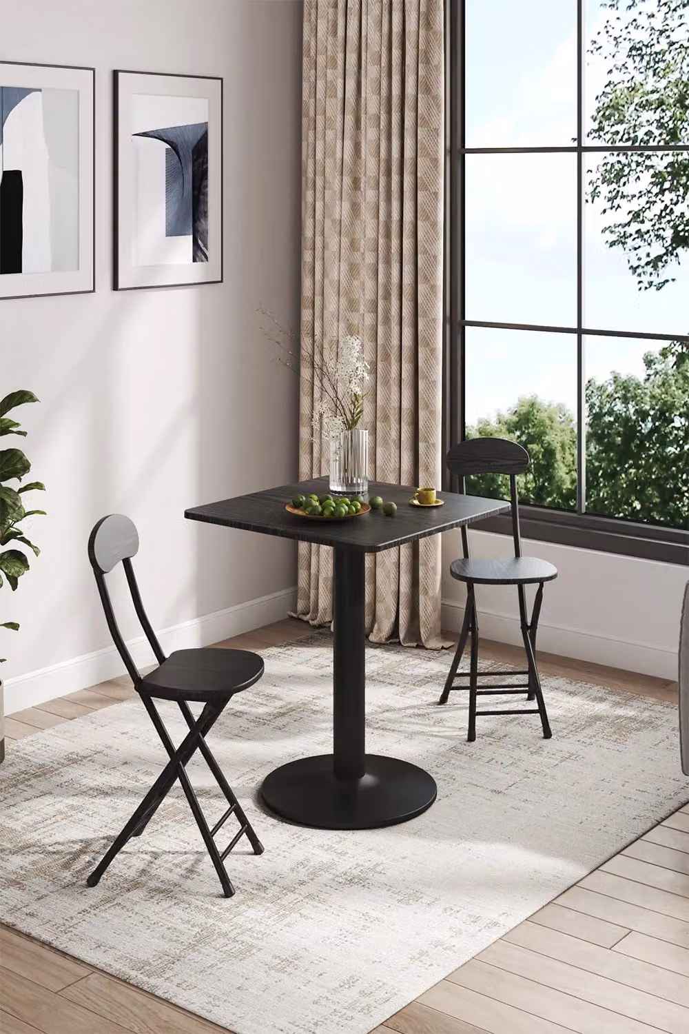 Living and Home Square Coffee Table with Black Metal Base, W/D: 60 x 60 cm – 2