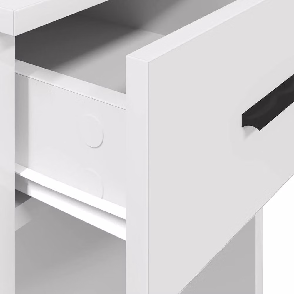Berkfield Home Durable Computer Tower Stand with Drawer in White, W/D/H: 35 x 45 x 77 cm – 3