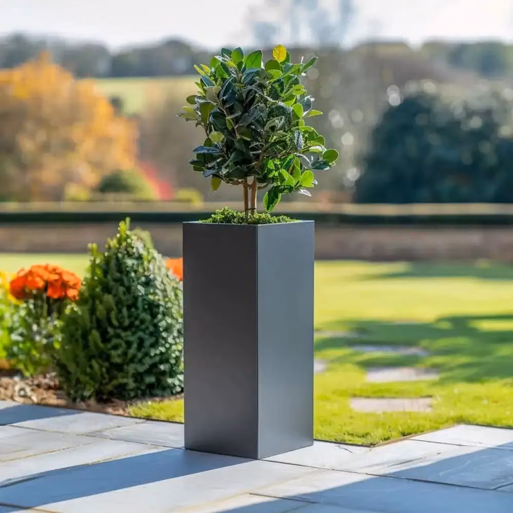 Access Garden Products Tall Square Galvanised Steel Planter in Matte Grey, Height: 100 cm – 4