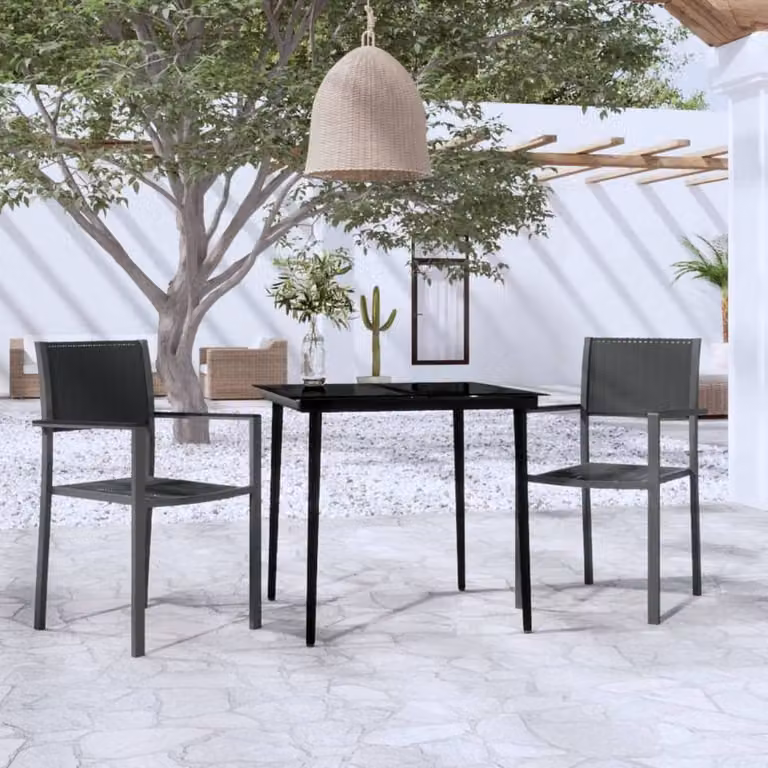 Berkfield Home 3 Piece Black Garden Dining Set