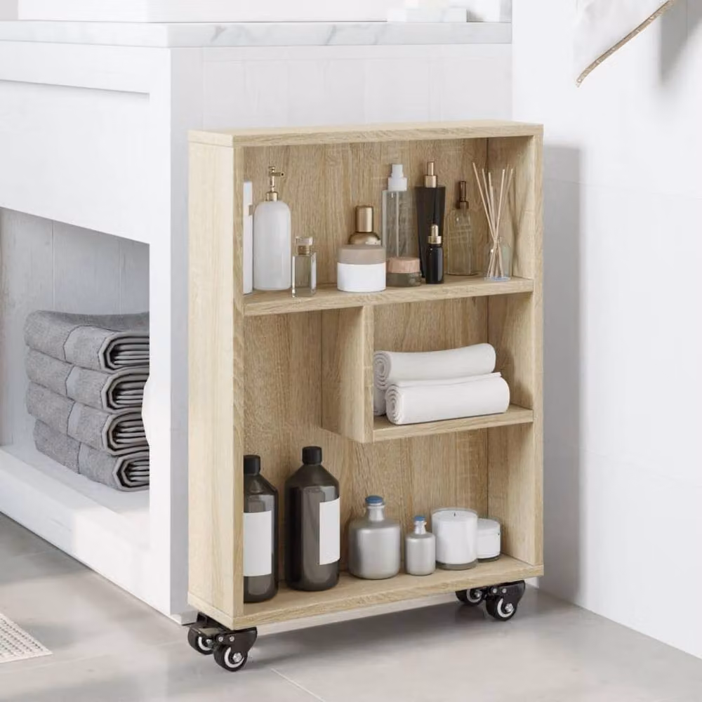 Berkfield Home Narrow Storage Trolley in Sonoma Oak Light Brown, W: 48 cm, D: 13 cm, H: 68 cm – 2